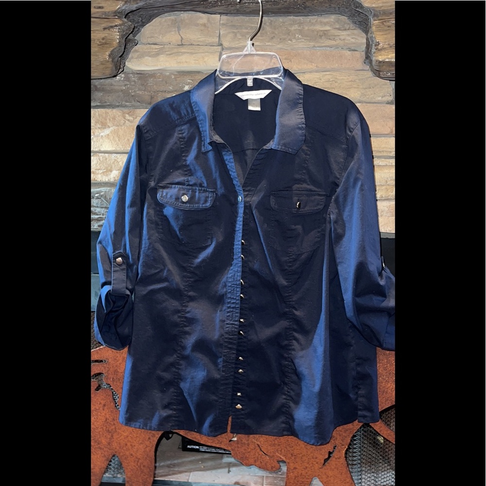 Medium Christopher Banks Navy Cotton Blouse